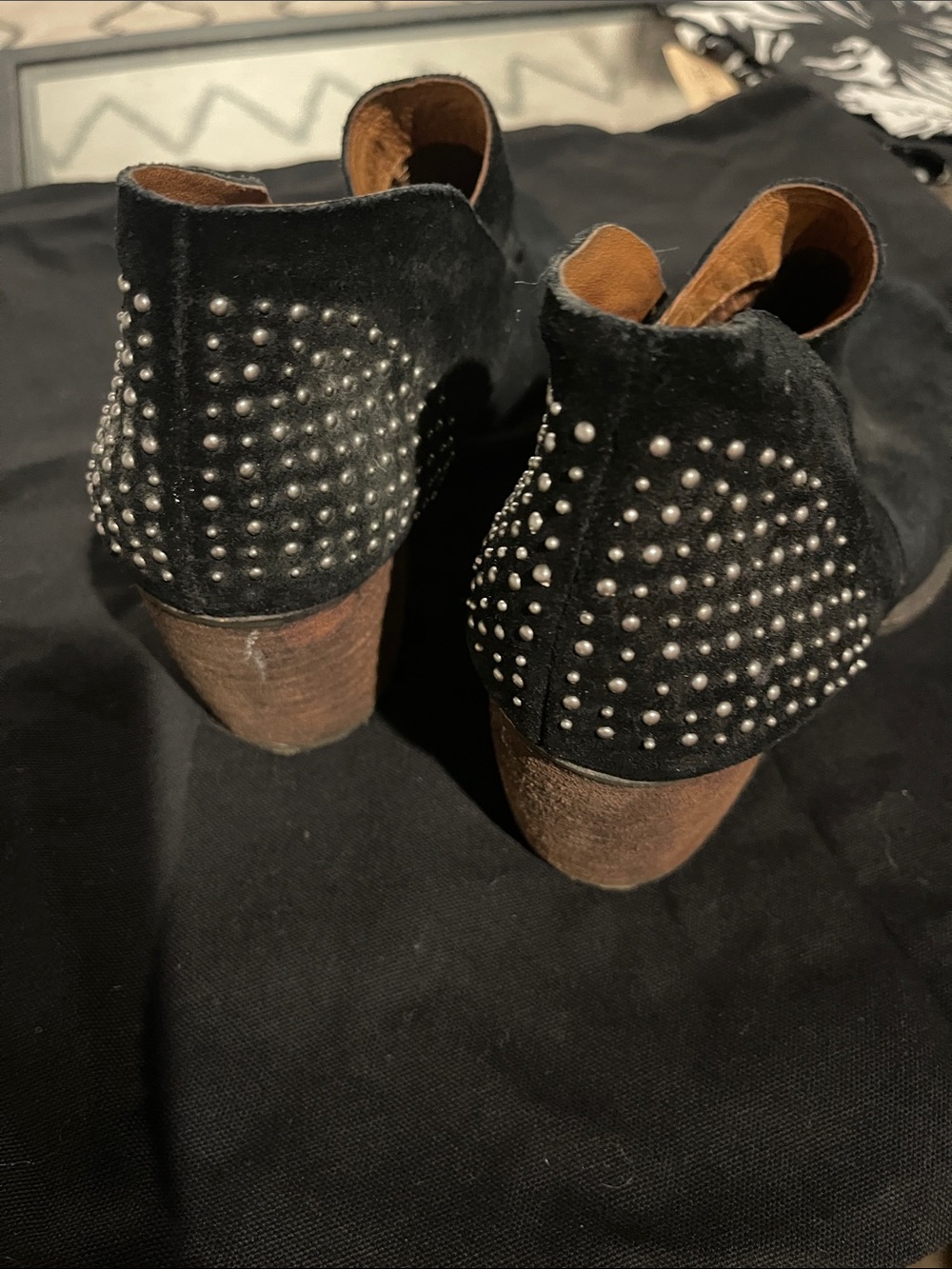 Naya Black Suede Studded Ankle Booties